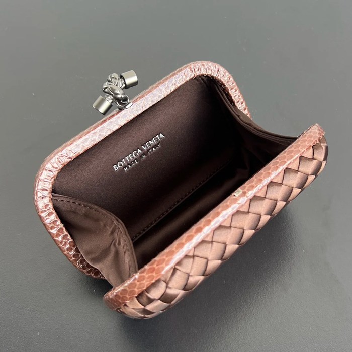 BOTTEGA VENETA BV 8651 ノット イブニングバッグ シルク編み蛇皮トリム 16x10cm サイズ:16x10cm