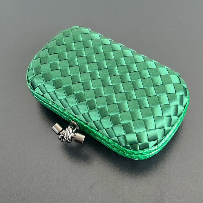 BOTTEGA VENETA BV 8651 ノット イブニングバッグ シルク編み蛇皮トリム 16x10cm サイズ:16x10cm