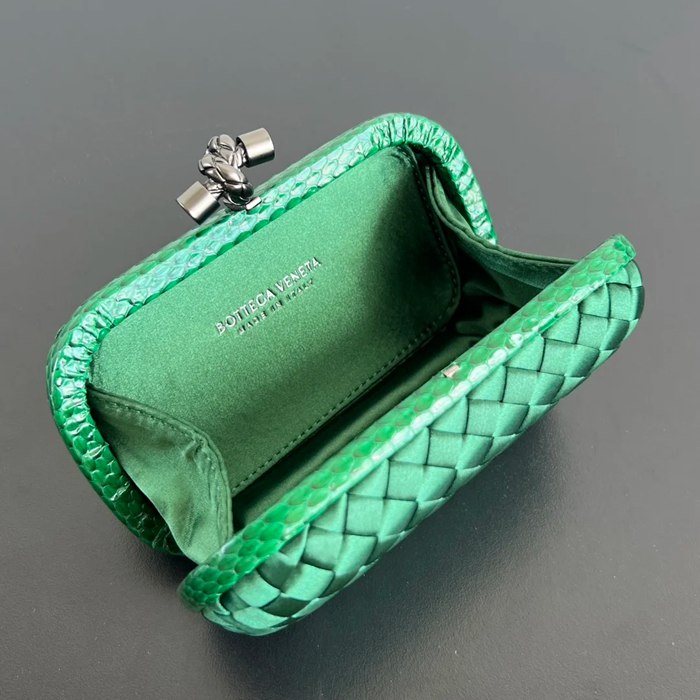 BOTTEGA VENETA BV 8651 ノット イブニングバッグ シルク編み蛇皮トリム 16x10cm サイズ:16x10cm