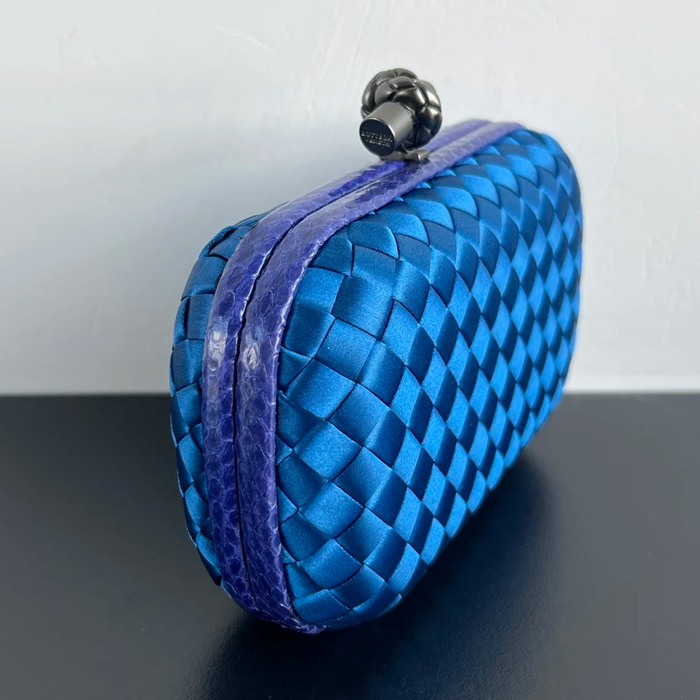 BOTTEGA VENETA BV 8651 ノット イブニングバッグ シルク編み蛇皮トリム 16x10cm サイズ:16x10cm