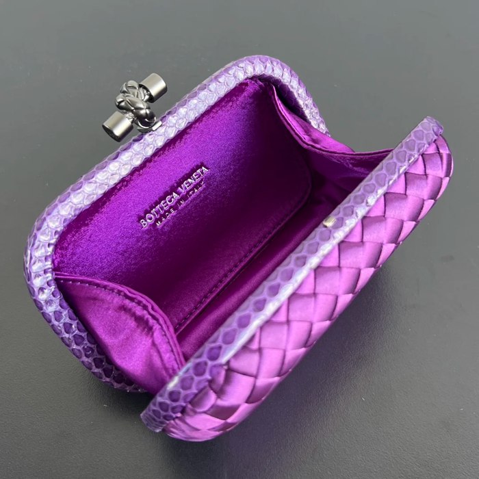 BOTTEGA VENETA BV 8651 ノット イブニングバッグ シルク編み蛇皮トリム 16x10cm サイズ:16x10cm