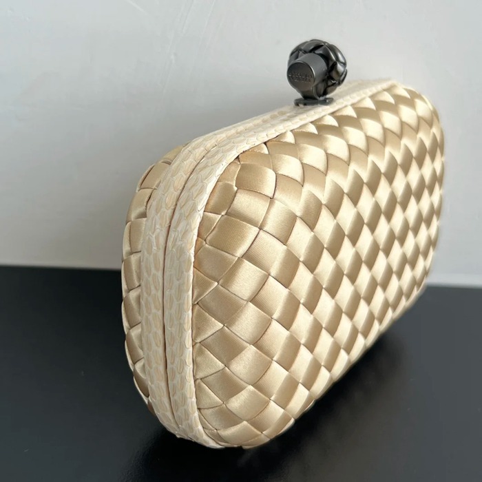 BOTTEGA VENETA BV 8651 ノット イブニングバッグ シルク編み蛇皮トリム 16x10cm サイズ:16x10cm