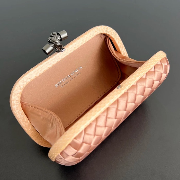 BOTTEGA VENETA BV 8651 ノット イブニングバッグ シルク編み蛇皮トリム 16x10cm サイズ:16x10cm