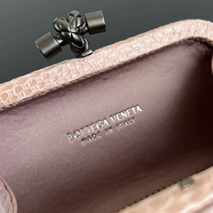 BOTTEGA VENETA BV 8651 ノット イブニングバッグ シルク編み蛇皮トリム 16x10cm サイズ:16x10cm