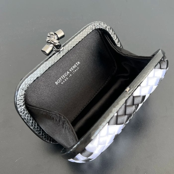 BOTTEGA VENETA BV 8651 ノット イブニングバッグ シルク編み蛇皮トリム 16x10cm サイズ:16x10cm