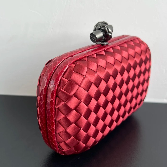 BOTTEGA VENETA BV 8651 ノット イブニングバッグ シルク編み蛇皮トリム 16x10cm サイズ:16x10cm