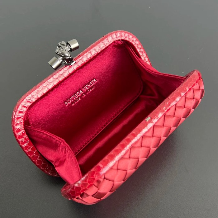 BOTTEGA VENETA BV 8651 ノット イブニングバッグ シルク編み蛇皮トリム 16x10cm サイズ:16x10cm