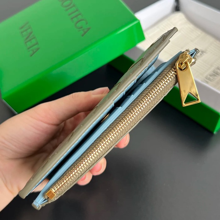 BOTTEGA VENETA BV 749940 編み 二つ折りジップ財布 14.5x9.5cm サイズ:14.5x9.5cm