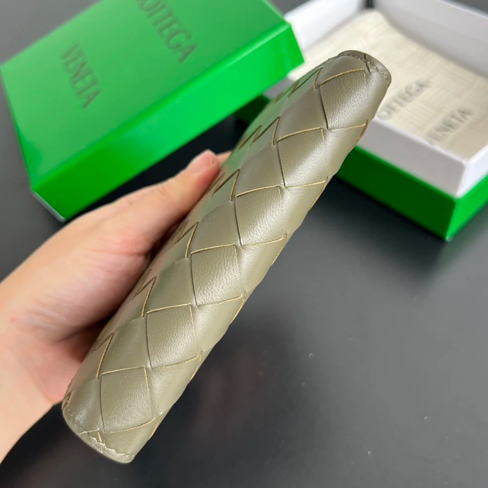 BOTTEGA VENETA BV 749940 編み 二つ折りジップ財布 14.5x9.5cm サイズ:14.5x9.5cm