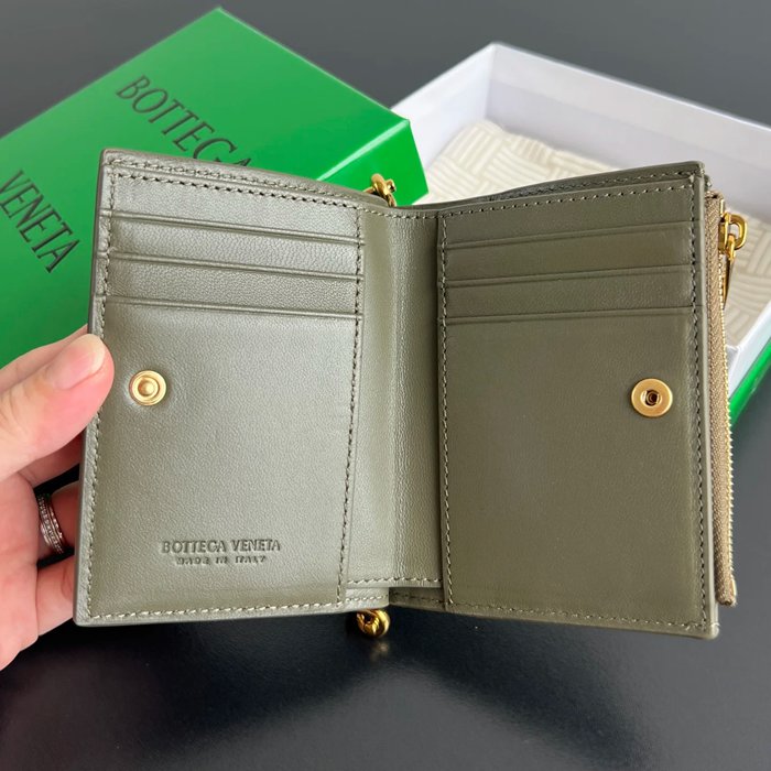 BOTTEGA VENETA BV 788055 ソリスティス 二つ折り財布 編みレザー ブラック 11.5x10cm サイズ:11.5x10cm
