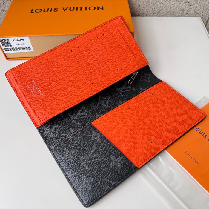 LOUIS VUITTON M25846 ブラッザ長財布 モノグラムエクリプス×オレンジ サイズ:19x10cm