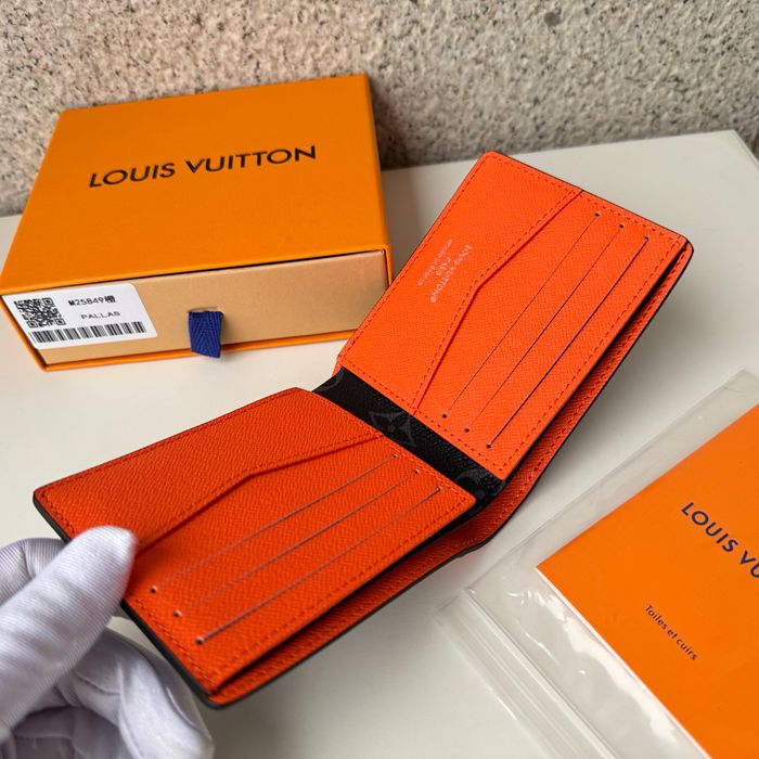LOUIS VUITTON M25849 スレンダー短財布 モノグラムエクリプス×オレンジ サイズ:11x8.5cm