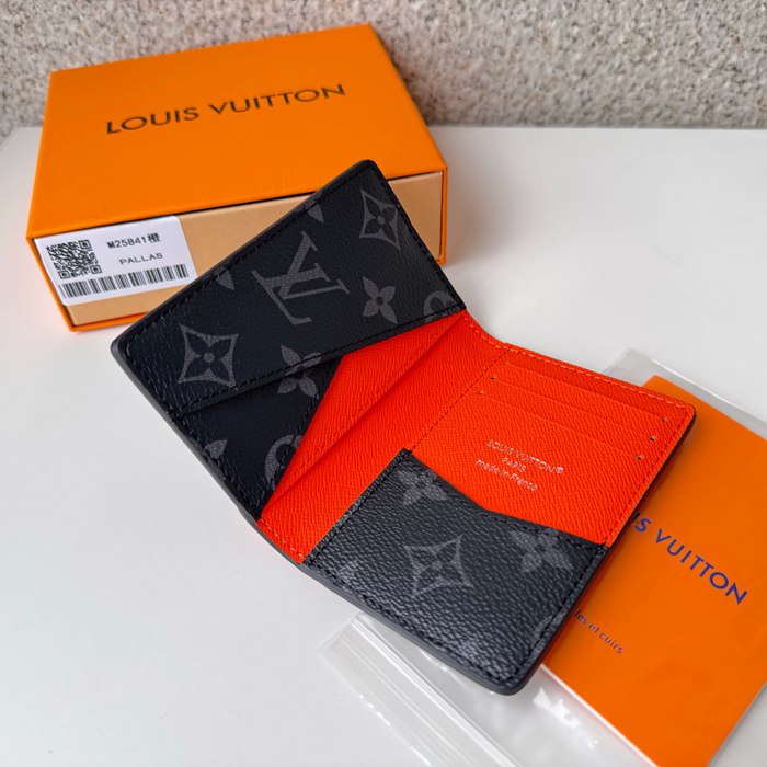 LOUIS VUITTON M25841 ポケットオーガナイザー モノグラムエクリプス×オレンジ サイズ:7.5x11.1cm