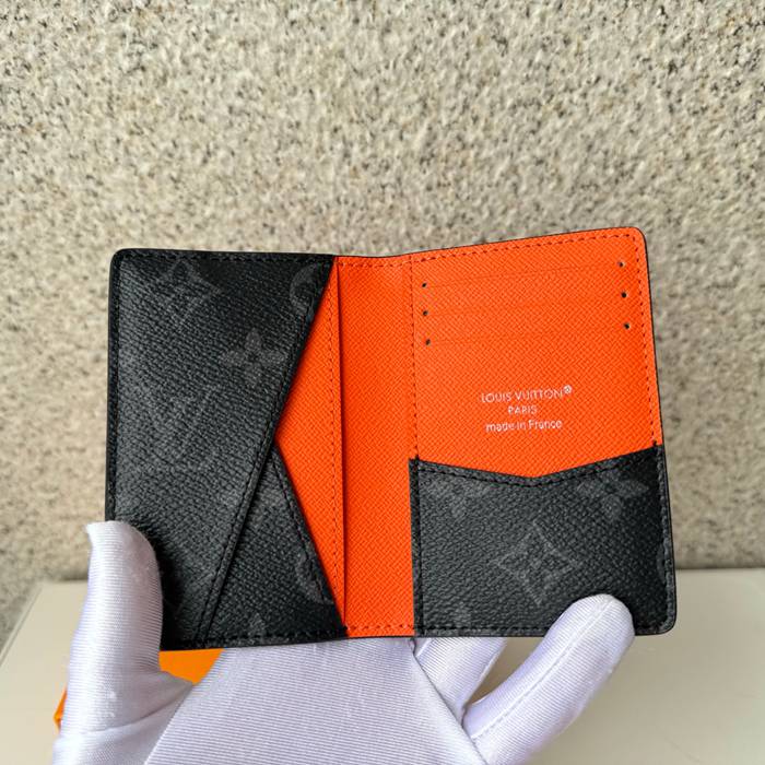LOUIS VUITTON M25841 ポケットオーガナイザー モノグラムエクリプス×オレンジ サイズ:7.5x11.1cm
