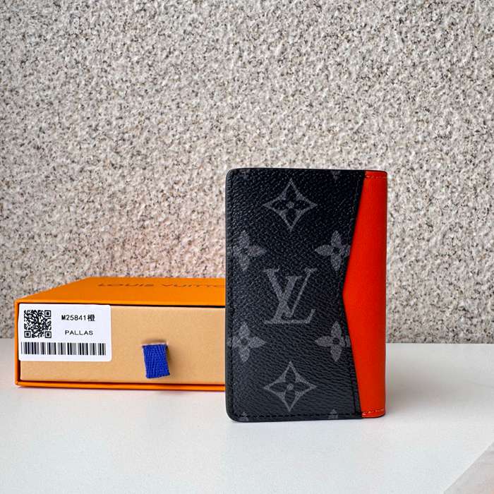 LOUIS VUITTON M25841 ポケットオーガナイザー モノグラムエクリプス×オレンジ サイズ:7.5x11.1cm