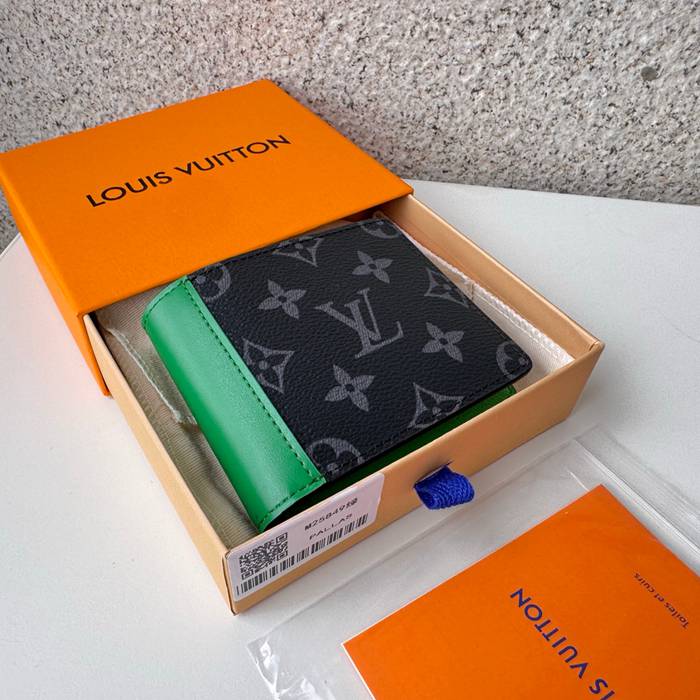 LOUIS VUITTON M25849 スレンダー短財布 モノグラムエクリプス×グリーン サイズ:11x8.5cm