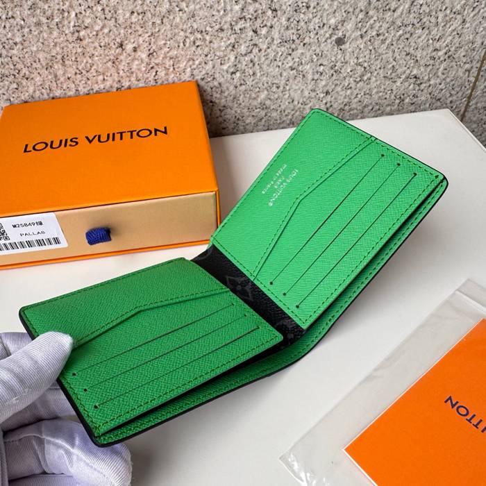 LOUIS VUITTON M25849 スレンダー短財布 モノグラムエクリプス×グリーン サイズ:11x8.5cm