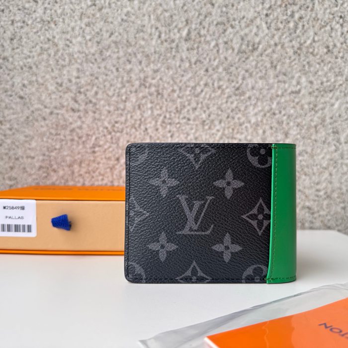 LOUIS VUITTON M25849 スレンダー短財布 モノグラムエクリプス×グリーン サイズ:11x8.5cm