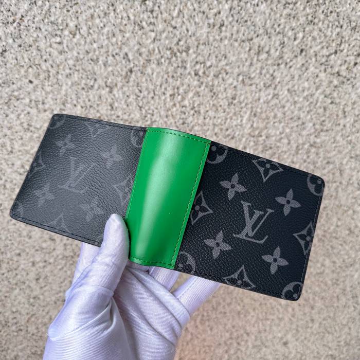 LOUIS VUITTON M25849 スレンダー短財布 モノグラムエクリプス×グリーン サイズ:11x8.5cm