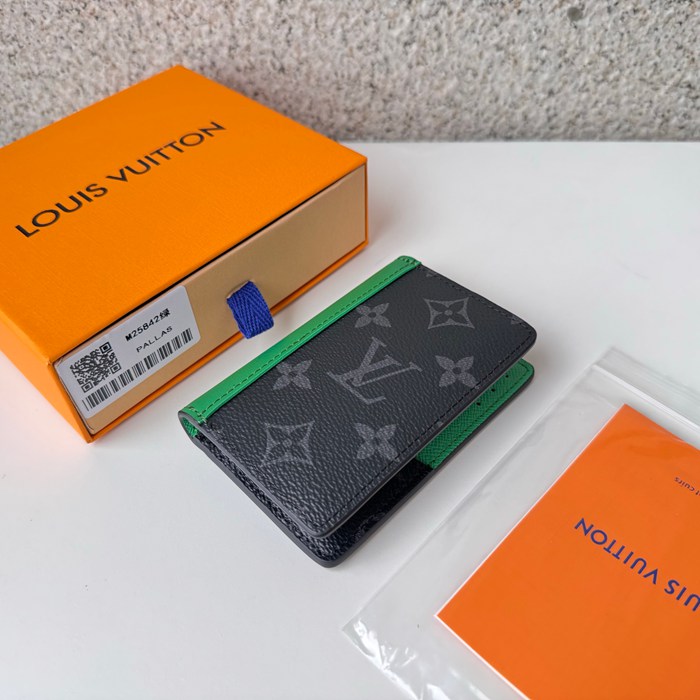 LOUIS VUITTON M25842 ポケットオーガナイザー モノグラムエクリプス×グリーン サイズ:7.5x11.1cm