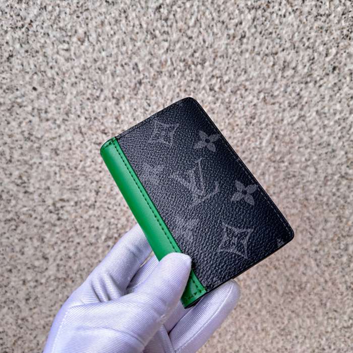 LOUIS VUITTON M25842 ポケットオーガナイザー モノグラムエクリプス×グリーン サイズ:7.5x11.1cm