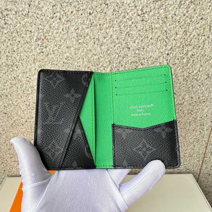LOUIS VUITTON M25842 ポケットオーガナイザー モノグラムエクリプス×グリーン サイズ:7.5x11.1cm