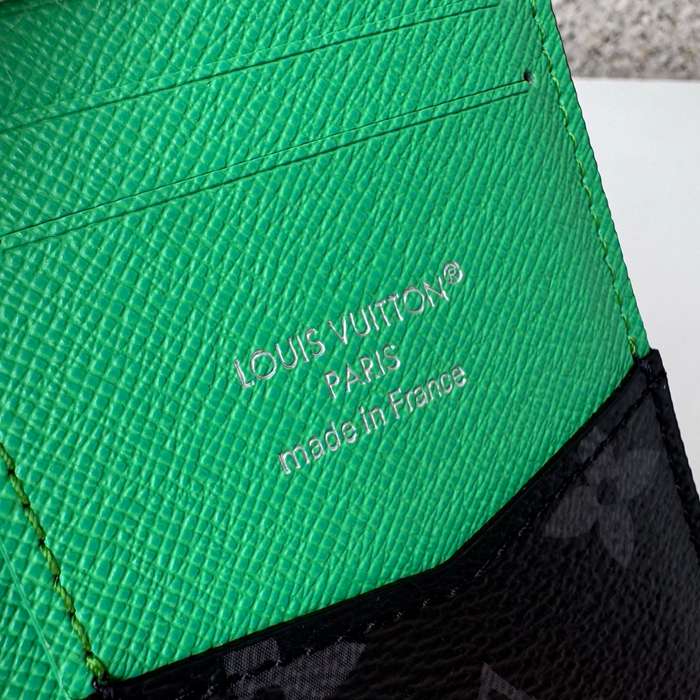 LOUIS VUITTON M25842 ポケットオーガナイザー モノグラムエクリプス×グリーン サイズ:7.5x11.1cm