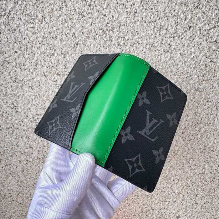 LOUIS VUITTON M25842 ポケットオーガナイザー モノグラムエクリプス×グリーン サイズ:7.5x11.1cm