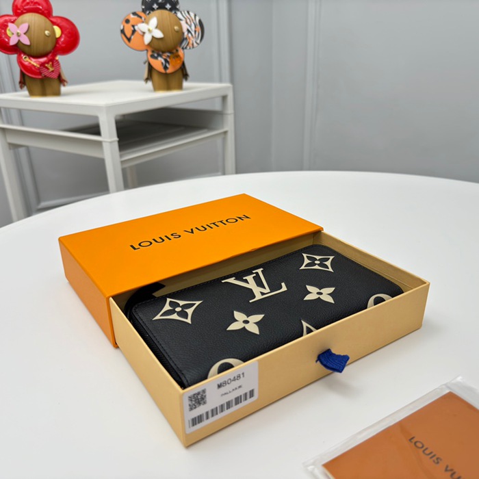 LOUIS VUITTON M80481 ジッピー長財布 モノグラムアンプラント ブラック サイズ:19.5x10.5x2.5cm