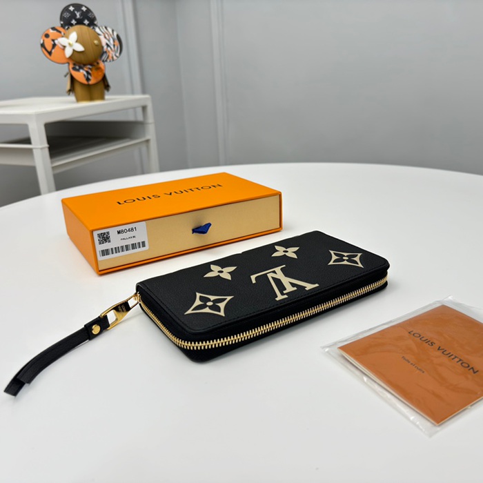 LOUIS VUITTON M80481 ジッピー長財布 モノグラムアンプラント ブラック サイズ:19.5x10.5x2.5cm