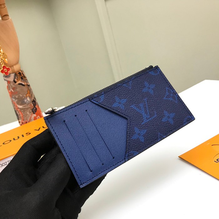 LOUIS VUITTON M30270 コインカードケース タイガ×モノグラム ブルー サイズ:8x14.5cm