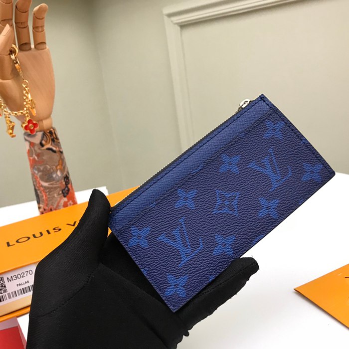 LOUIS VUITTON M30270 コインカードケース タイガ×モノグラム ブルー サイズ:8x14.5cm