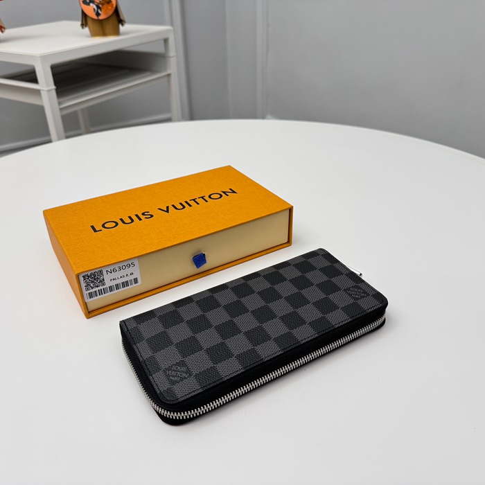 LOUIS VUITTON N63095 メンズ縦型ジッピー長財布 ダミエグラファイト サイズ:19x10cm
