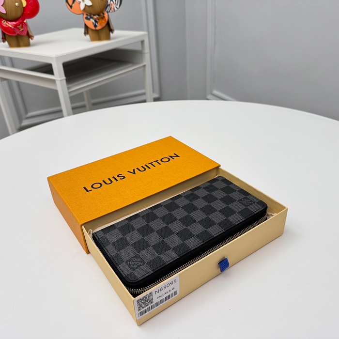 LOUIS VUITTON N63095 メンズ縦型ジッピー長財布 ダミエグラファイト サイズ:19x10cm