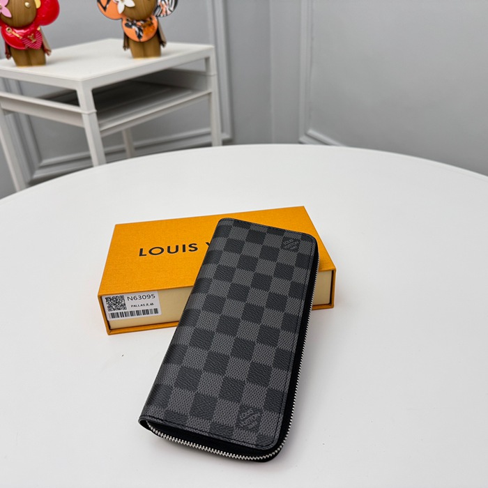 LOUIS VUITTON N63095 メンズ縦型ジッピー長財布 ダミエグラファイト サイズ:19x10cm