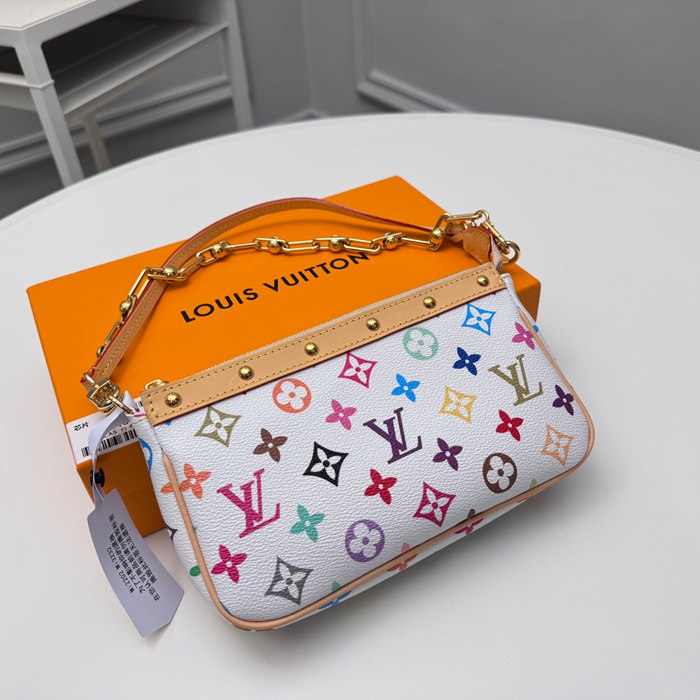 LOUIS VUITTON M13404 ポシェット アクセサリー 村上隆コラボ ホワイトマルチ サイズ:22x13cm