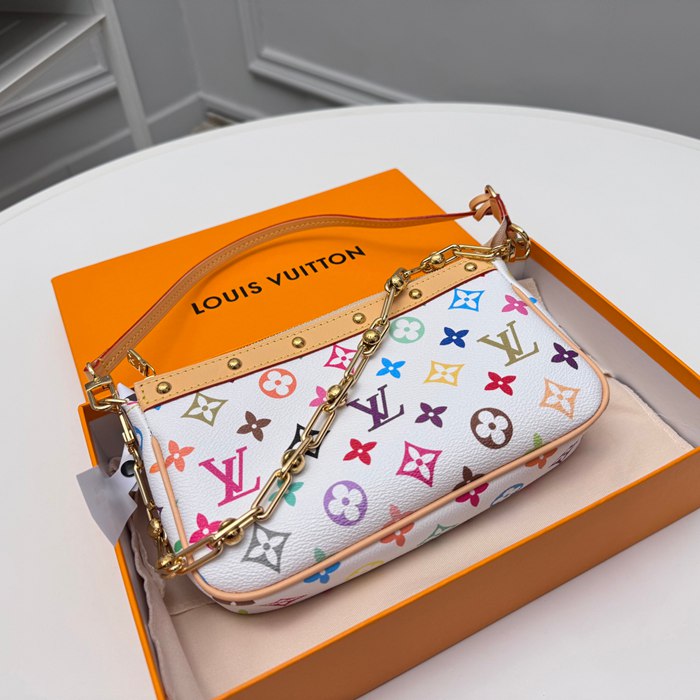 LOUIS VUITTON M13404 ポシェット アクセサリー 村上隆コラボ ホワイトマルチ サイズ:22x13cm