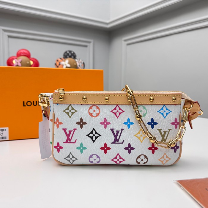 LOUIS VUITTON M13404 ポシェット アクセサリー 村上隆コラボ ホワイトマルチ サイズ:22x13cm