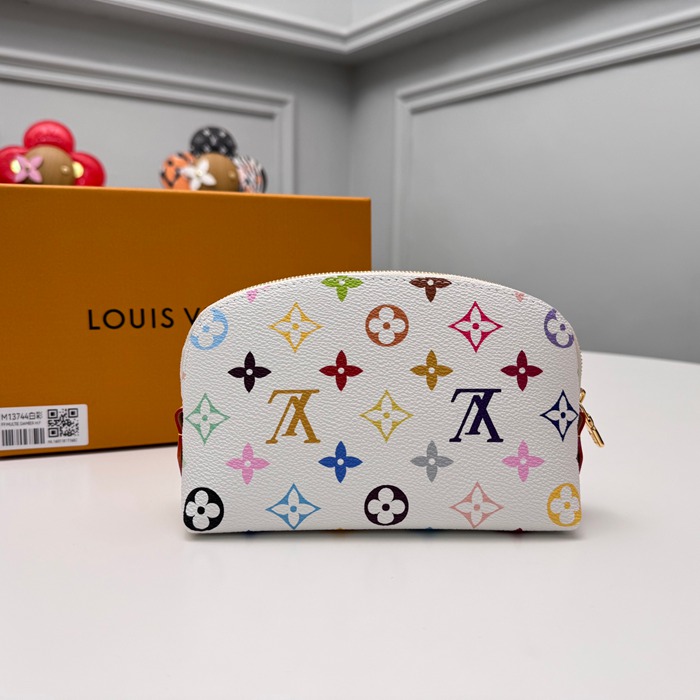 LOUIS VUITTON M13744 コスメポーチ 村上隆コラボ ホワイトマルチ サイズ:19x12cm