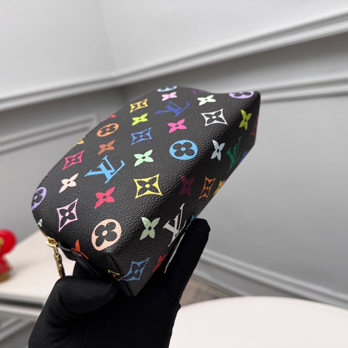 LOUIS VUITTON M13744 コスメポーチ 村上隆コラボ ブラックマルチ サイズ:19x12cm