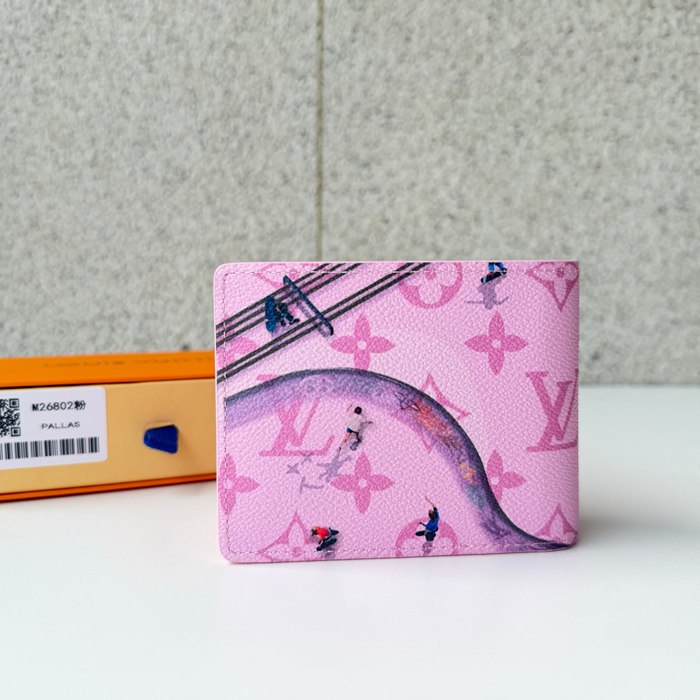 LOUIS VUITTON M26802 スレンダー財布 モノグラム スポーツシーン ピンク サイズ:11x8.5cm