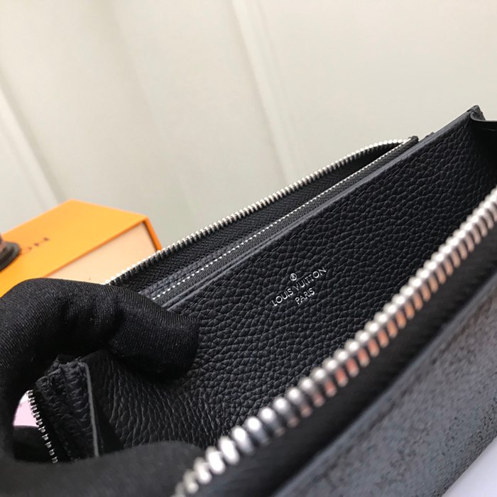 LOUIS VUITTON M61867 ジッピー長財布 マヒナ ブラック サイズ:19.5x10.5x2.5cm