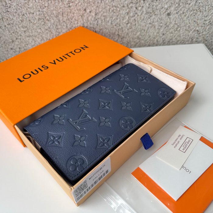 LOUIS VUITTON M62900 ブラッザ長財布 モノグラムシャドウ ブルー サイズ:19x10cm