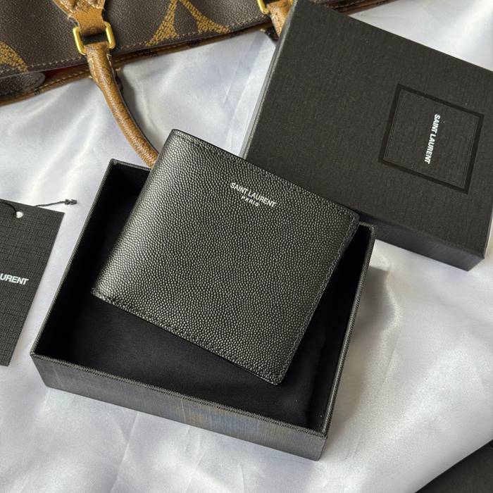 SAINT LAURENT 534638 メンズ対折り財布 カヴィア サイズ:11x9.5x2.5cm