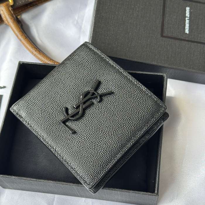 SAINT LAURENT 463249 メンズ対折り財布 ゼロポケット付き モノグラム サイズ:11x9.5x2.5cm