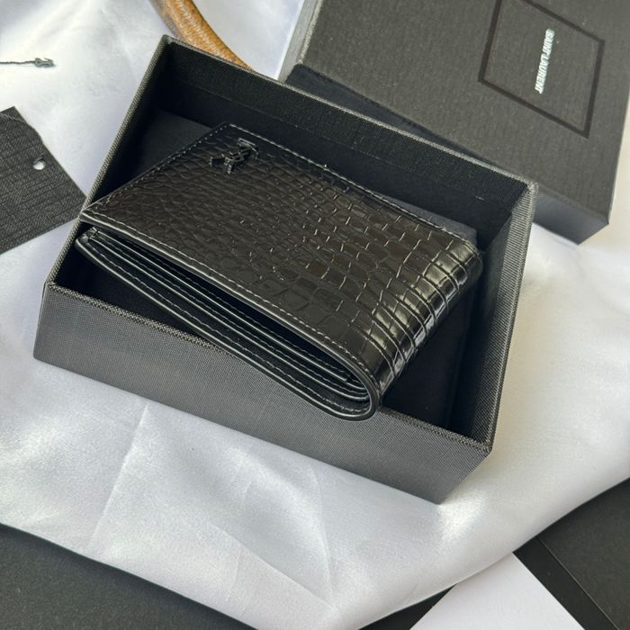 SAINT LAURENT 607727 メンズ対折り財布 ワニ紋 サイズ:11x9.5x2.5cm