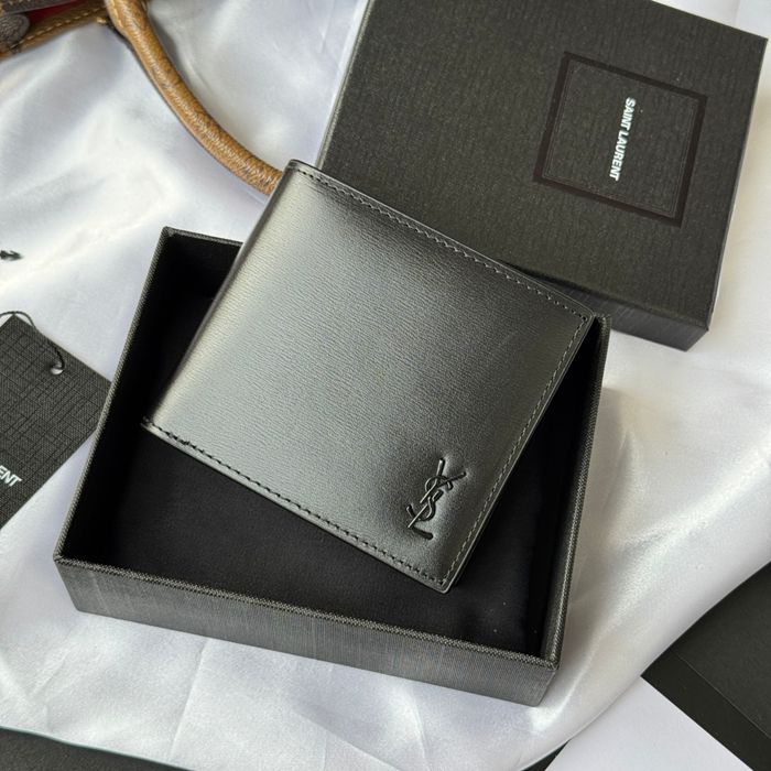 SAINT LAURENT 607727 メンズ対折り財布 牙籤紋 サイズ:11x9.5x2.5cm