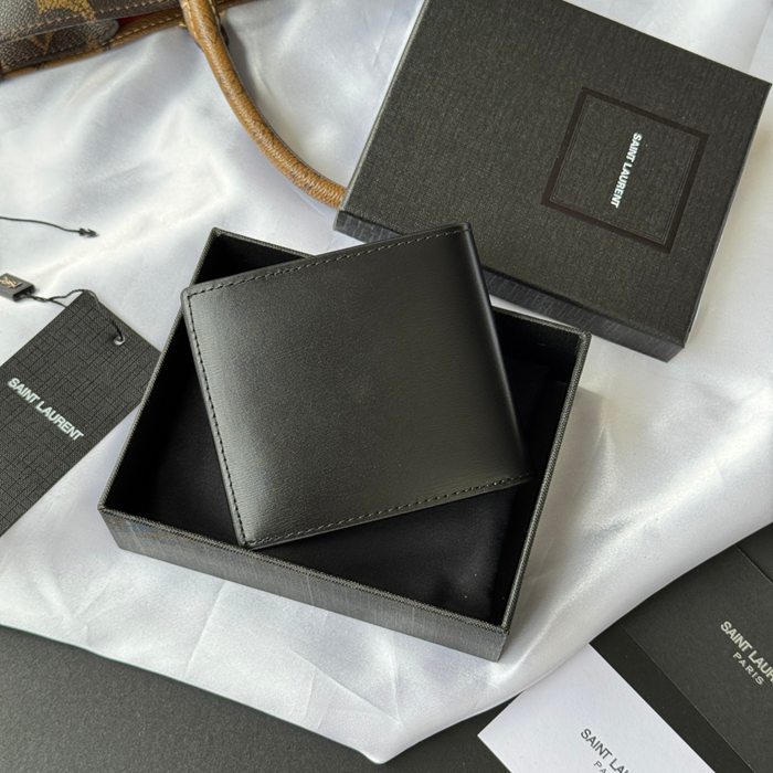 SAINT LAURENT 607727 メンズ対折り財布 牙籤紋 サイズ:11x9.5x2.5cm