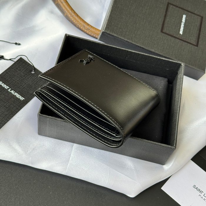 SAINT LAURENT 607727 メンズ対折り財布 牙籤紋 サイズ:11x9.5x2.5cm