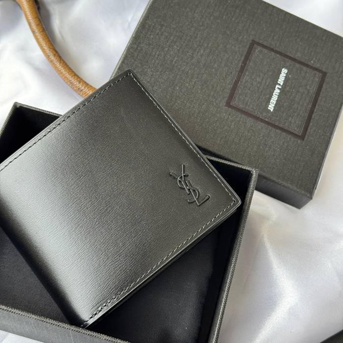 SAINT LAURENT 607727 メンズ対折り財布 牙籤紋 サイズ:11x9.5x2.5cm